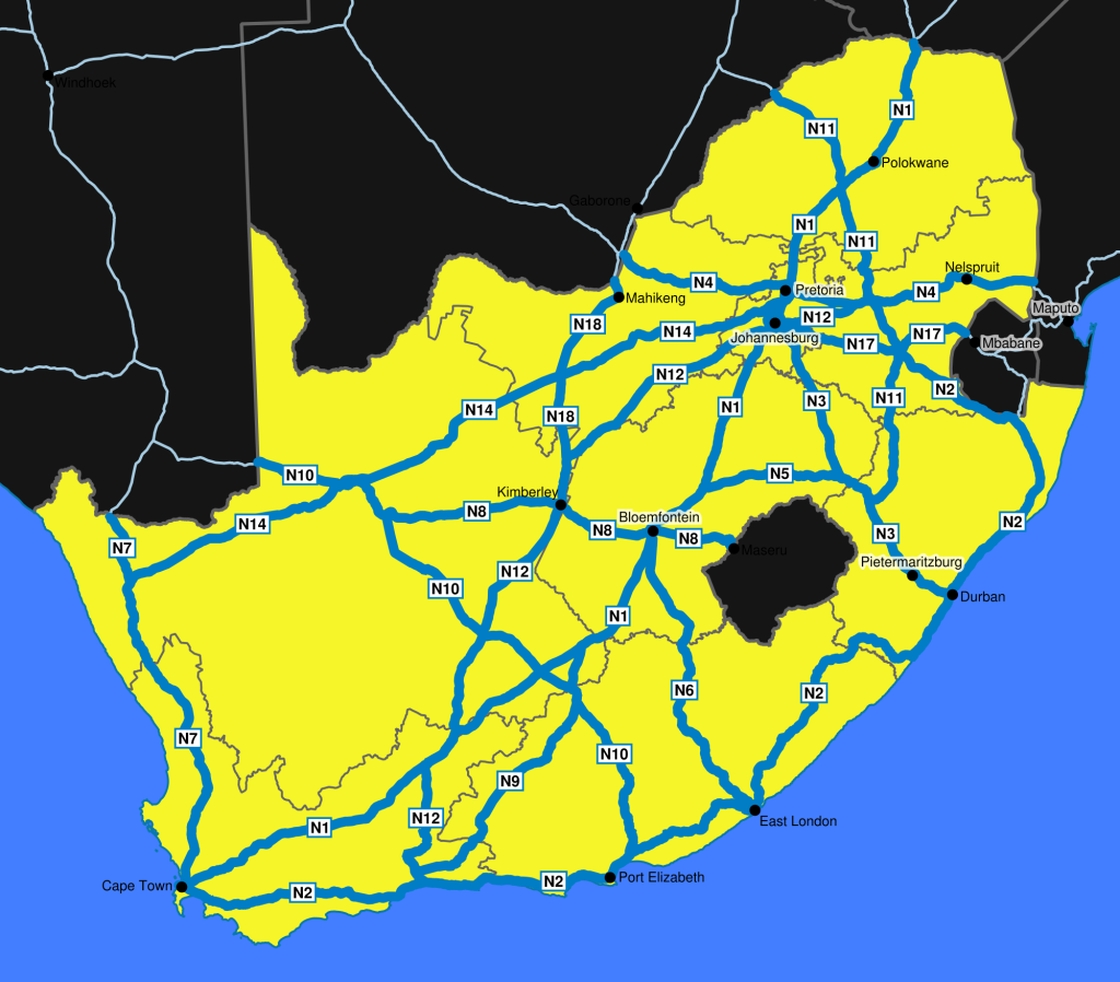 national roads southafrica map